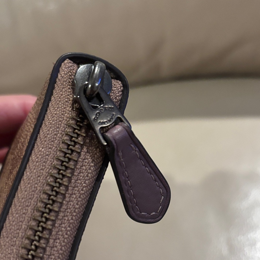 Coach Tan and Purple Signature Wallet - Picture 5 of 5